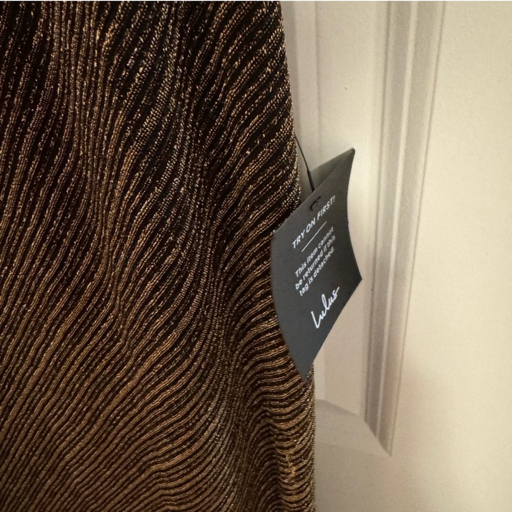 Lulu's Win Me Over Black and Gold One-Shoulder Maxi Dress/prom dress - Picture 8 of 12